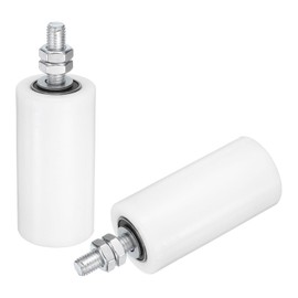 uxcell 2Pcs Slide Gate Guide Roller, 4" Nylon Rollers Gate Support Assembly, Universal Sealed Ball Bearing Rolling Gate Guider for Sliding Door, White