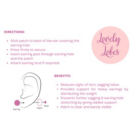 Lovely Lobes - Transparent Earring Support Patches - Ear Care Products for Torn or Stretched Ear Lobes and Preventing Torn or Stretched Ear Lobes from Damage from Big or Heavy Earrings (60 Count)