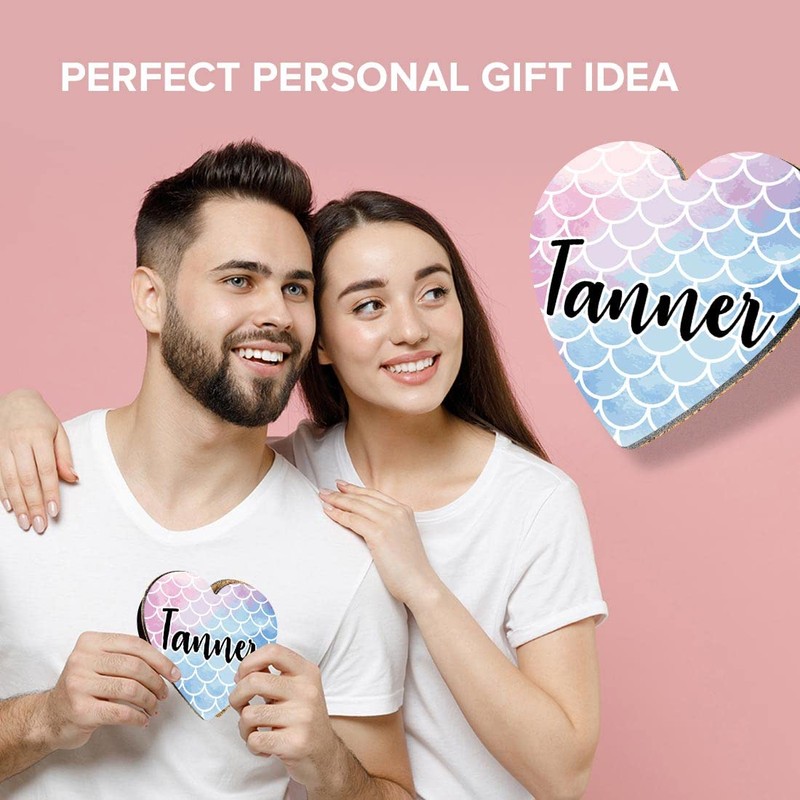 1 x Heart Coaster - Name Tanner Mermaid Scales Fish
