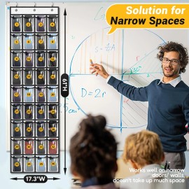 Misslo Narrow Cell Phone Holder Classroom 36 Clear Pockets Calculator Holder for Door P