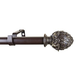 Urbanest 1-inch Diameter Artichoke Adjustable Single Drapery Curtain Rod, 48-inch to 84-inch, Bronze with Gold