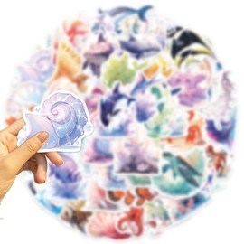 Sea Animals Stickers Watercolour Sea Animals Sticker Set 50 Pieces Cute Decoration for Car Laptop Skateboard Bicycle Moped Motorcycle Bicycle Computer Suitable for Adults Children