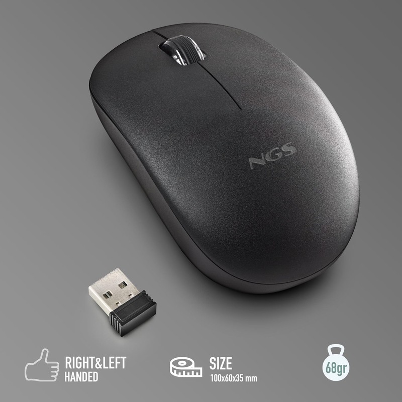 NGS Fog Pro Black - Wireless Mouse, 1000 DPI Optical