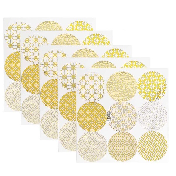 30 Sheet Decorative Gold Circle Envelope Seals - Self-Adhesive Universal