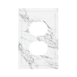 Duplex Receptacle Outlet Cover Wall Plate Covers White Gray Marble Decorative Outlet Wall Plate Cover Modern Switch Plate Covers Wallplates for Bedroom Kitchen Home Decor