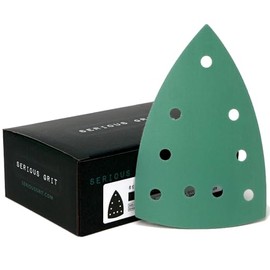 Serious Grit - 600 Grit 4" x 6" Delta (100mm x 150mm) Triangle Sanding Sheets - Fits Festool DTS 400 & Mirka DEOS Delta Sanders - Heavy-Duty Hook & Loop Film Sandpaper for Detail Sanders - 50 Pack Box
