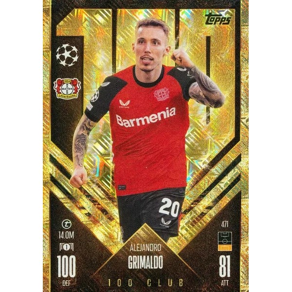 Match Attax 2024 2025 Alejandro Grimaldo 100 Club Trading Card