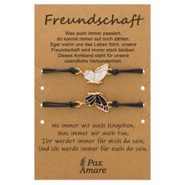 Pax Amare Friendship Bracelets for 2 with Hearts, Yin Yang, Butterfly - Gluck BFF Bracelet for Girls & Women, 16 cm, Large