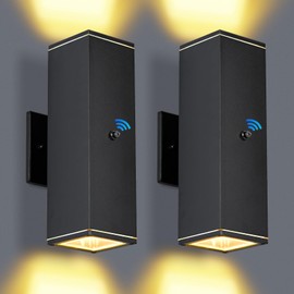 futxnziey Outdoor Wall Lights 2 Packs,Modern Square Dusk to Dawn Outdoor Porch Light,Integrated LED Cylinder Up Down Lights Aluminum Waterproof Wall Lighting Exterior Light for Porch Patio Garage