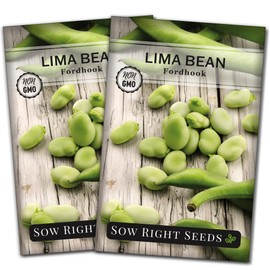 Sow Right Seeds - Fordhook Lima Bush Bean Seeds for Planting - Non-GMO Heirloom Packet with Instructions to Plant an Outdoor Home Vegetable Garden - Stringless Variety - Protein Packed Bush Bean (2)