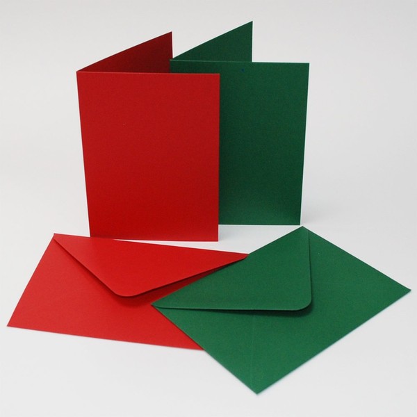 Craft UK 2062 C6 Christmas Card and Envelope - Red/Green