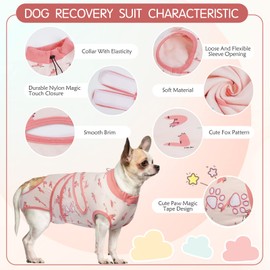 ROZKITCH Dog Recovery Suit After Surgery for Dog Cat, Surgical Onesie Pant for Female Male Dog, Cone e-Collar Alternative Post OP Abdominal Wound Anti Licking Costume After Spay Pink XS