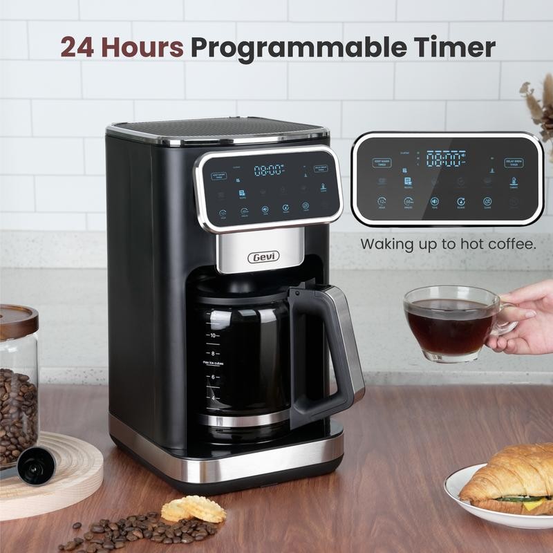 Gevi 12 Cup Programmable Coffee Maker – Touch Screen Drip