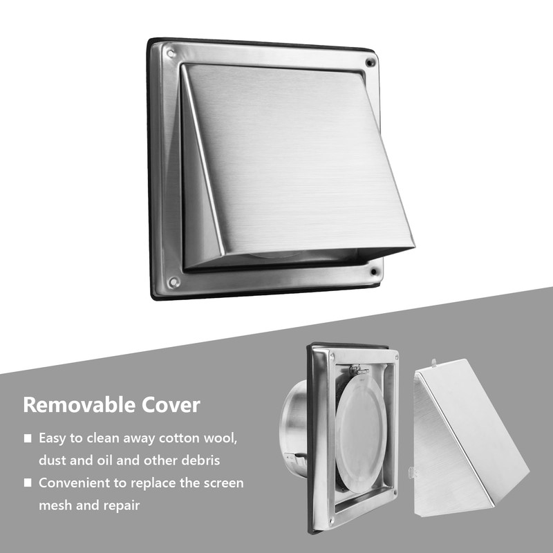 FRESH SPEED 4 Inch Dryer Vent Cover Outside Stainless Steel