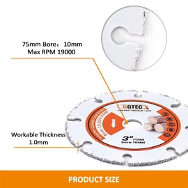 BGTEC Carbide Cutting Disc for Wood - 2 Pieces 75 mm Saw Blade for Wood with 10 mm Bore for Wood Panels, Plasterboard, Rubber Pipes, Plastic