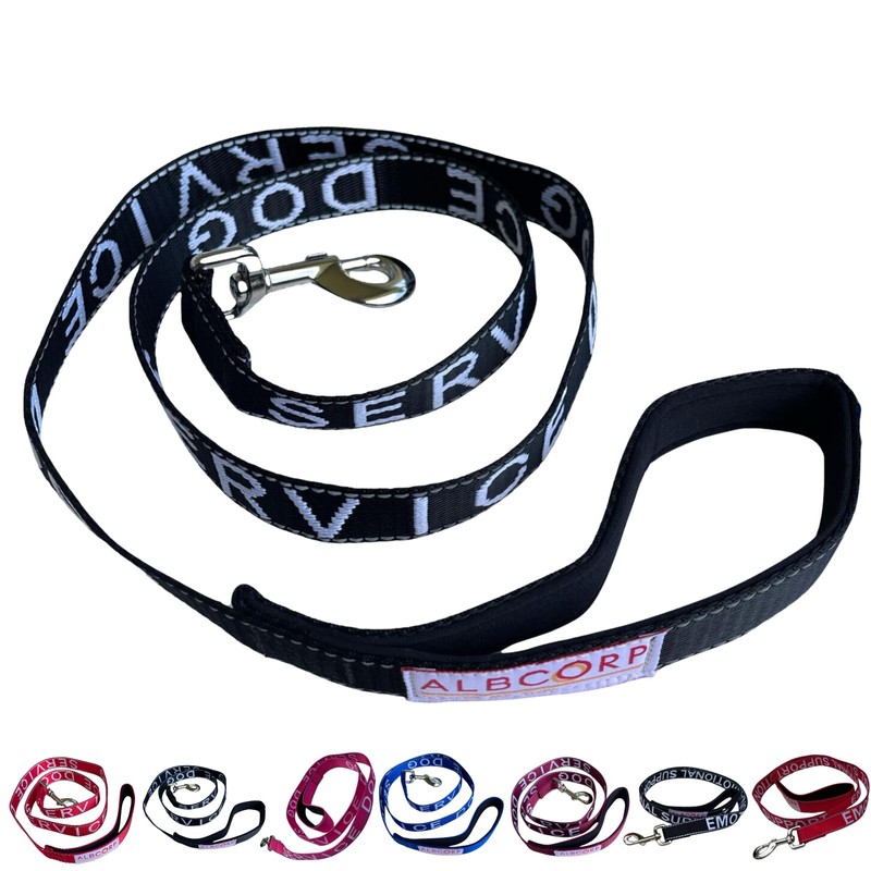 ALBCORP Service Dog Leash with Padded Neoprene Handle and Reflective
