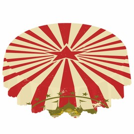 IBILIU Vintage Red Stars Round Tablecloth,Circus Carnival Sunbeam Fun Performing Arts Water Resistant Polyester Table Cloth Decorative Table Cover for Kitchen, Dining Desk,Party,Holiday - 58 Inch