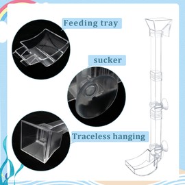 Aquarium Fish Shrimp Feeding Dish Set Clear Fish Feeder Tube and Dish with Cleaning Brush and Measuring Spoon for Feeding Shrimp and Preventing Food Scattering Feeding Supplies for Shrimp Large