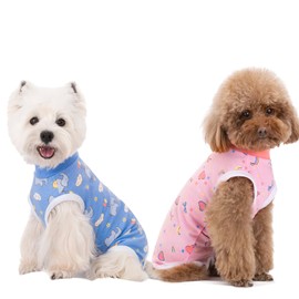 Miaododo Miaododo 2 Packs Pet Dog Recovery Onesie Suit for Dogs Cats After Surgery,Dog Abdominal Wounds Bandages Cone E-Collar Alternative. (Blue, M)