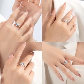 women Engagement Wedding Ring，S925 Sterling Silver 1 Carat High-Carbon Diamond Engagement Rings for Women ， Wedding Ring, or Women's Ring Set , 14K white gold plated Ring Unique promise ring for her (White-Heart, 8)