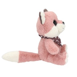 Depesche 13430 Snukis Cuddly Toy Fox in Pink/White with Pointed Ears, Approx. 18 cm Plush Toy with Star Scarf