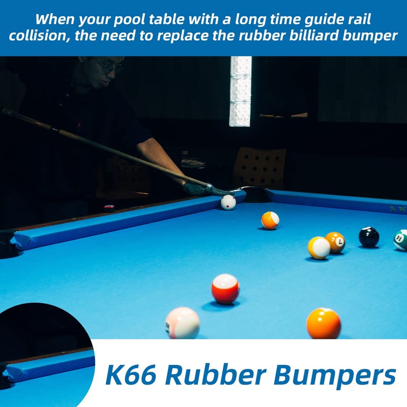 PolyMath Billiard K66 Rubber Buffer Pool Table Rail Cushions (Set