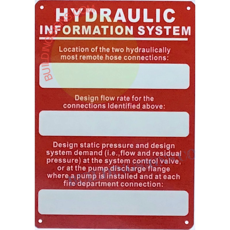 BuildingSigns.com HYDRAULIC INFORMATION SYSTEM SIGN (7x10,Red,Alum