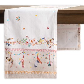 Maison d' Hermine Tablerunner 100% Cotton Decorative Washable Table Runners for Home, Kitchen, Dining, Party & Camping - Gifts for Mothers day Spring & Summer (Ibiza - Beige, 37cm x 180cm )