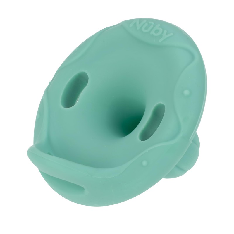 Nuby 2 Piece 100% Silicone Cherry/Natural Shape Pacifiers, 6-12 Months,