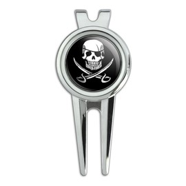 GRAPHICS & MORE Pirate Skull Crossed Swords Tattoo Design Golf Divot Repair Tool and Ball Marker