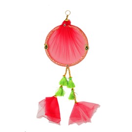 Aditri Creation Designer Handcrafted Red Netted Round Fabric Door Wall Hanging for Christmas Decoration for Home Wall Temple Bedroom Kids Room New year Home Decor Gifting(Size :- 8" Approx)