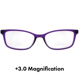 Birdz Eyewear BPA-Free Reading Glasses – Royal Purple Soft-Touch Frame, Clear Lenses, +3.0 Magnification – Non-Toxic PCTG Material, Comfortable All-Day Fit