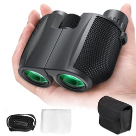 FOCUHUNTER 10x25 Compact Binoculars with Case Focus Wheel Multicoated BAK9 Prism Telescope Waterproof Bird Watching Optics for Hiking Travel Concert Sports Adults Kids (Black)