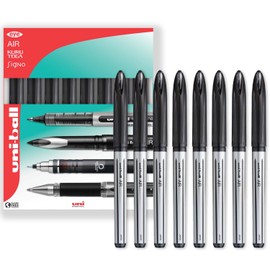 uni-ball AIR - 0.7mm Medium Rollerball - UBA-188-L - In Gift Box Packaging - Black Ink - Pack of 8