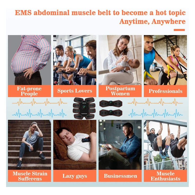 Abdominal Muscle Trainer 10 Modes PU Leather USB Rechargeable Micro