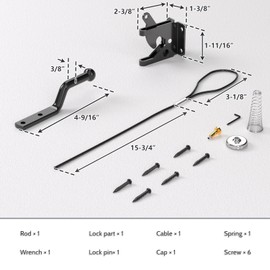 JZVXX 2Pack Gate Latch with Spring Cable Pull for Fence Gate - Carbon Steel - Black,Self Locking Fence Gate Latch,Gate Latch for Wooden Fence,Fence Door Latch (2, Black)