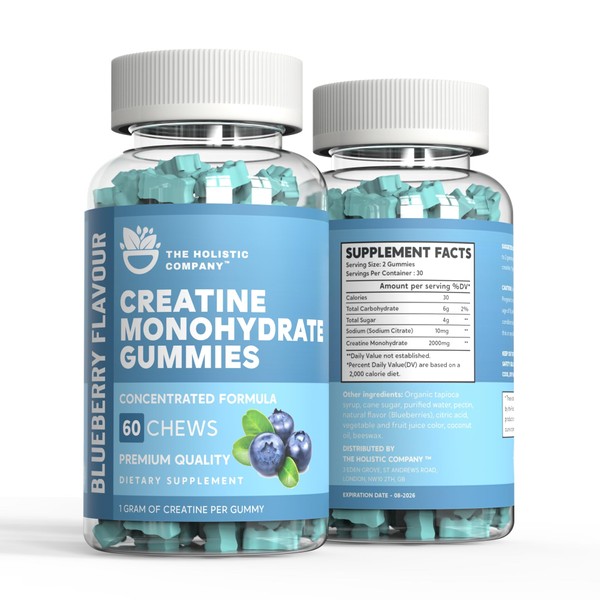 THE HOLISTIC COMPANY Creatine Monohydrate Gummies - Premium Quality High Strength Creatine Gummy, 1000MG Per Serving