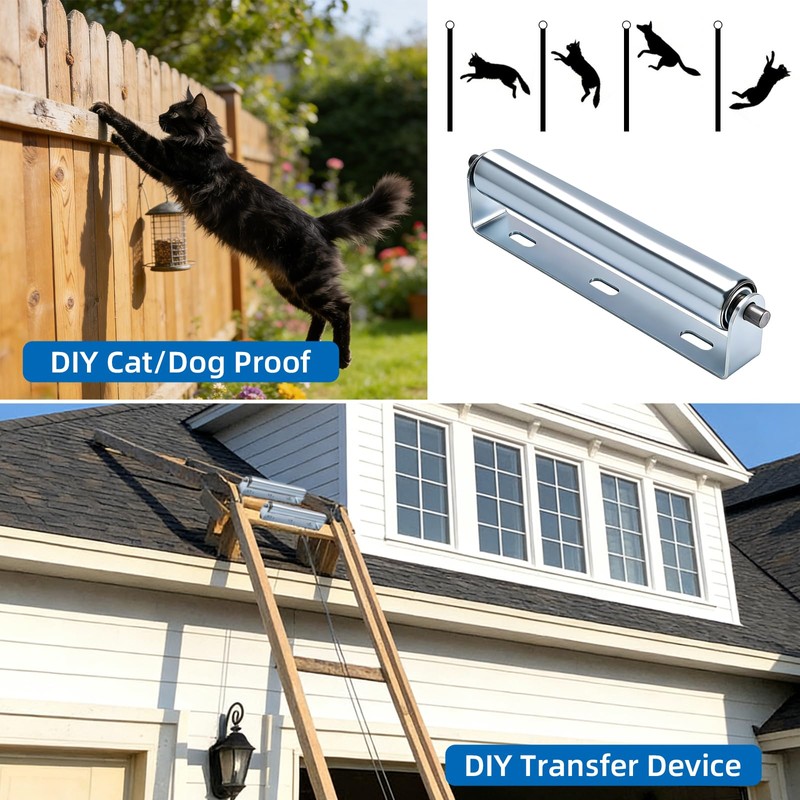 Patioer 12" Long Rollers with Bracket 1.5" Dia Galvanized Steel