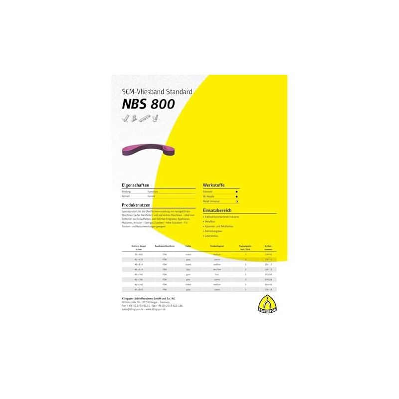 NBS 800 Non-Woven Bands 40 x 760 mm Medium Corundum