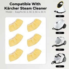 Steam Mop Cloth Cover Compatible with Kärcher Steam Cleaner EasyFix SC 2, SC 3, SC 4, SC 5, Washable Reusable Microfiber Mop Bonnet Pads, Replacement Cloth,Yellow（6 Pack）