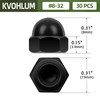#8-32 Acorn Cap Nuts, 30 PCS Black Coating Acorn Dome