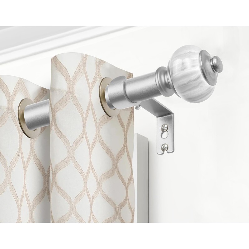 KAMANINA Silver Curtain Rod 32 to 58 Inch(2.6-4.8ft), 1 Inch