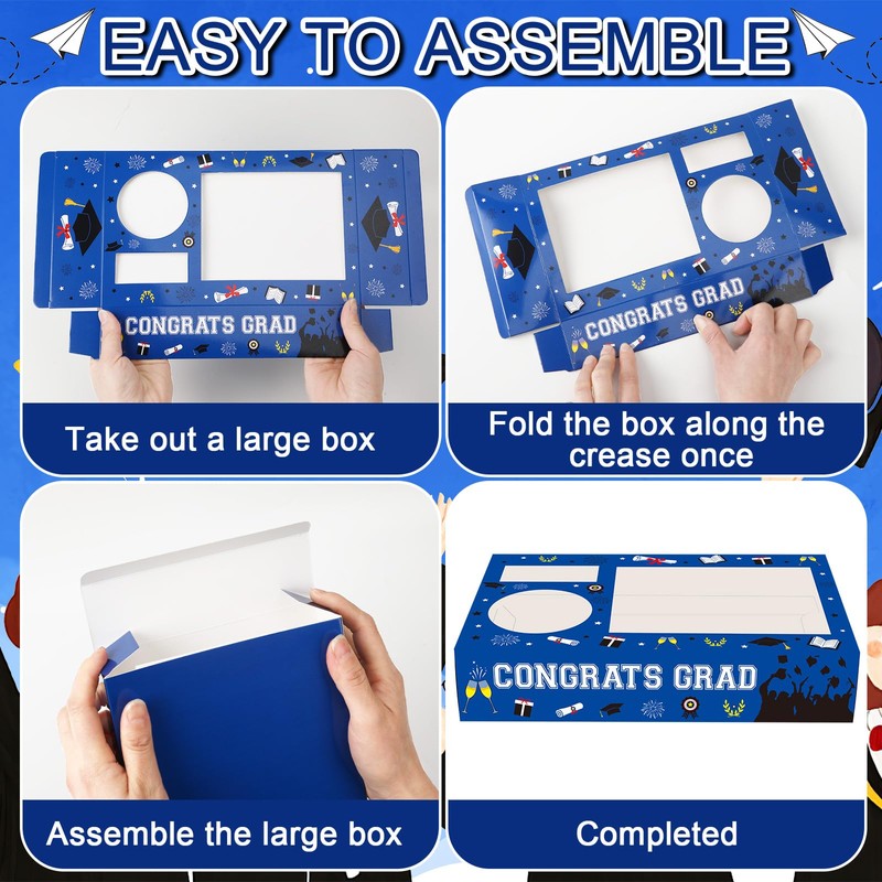 Jansun 36 Pcs Graduation Snack Trays & Boxes - Blue,
