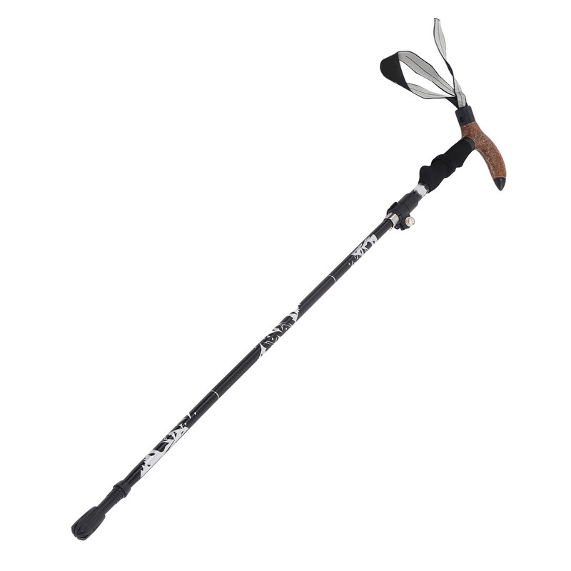 Trekking Pole Hiking Walking Stick 5 Fold Curved Handle Ultra