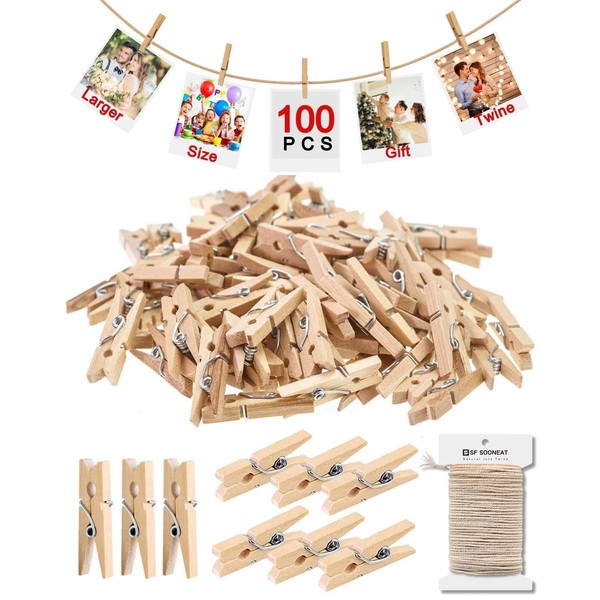 Mini Clothes Pins for Photo, Mini Clothespins, Upgraded 1.18" Picture