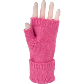 styleBREAKER 09010052 Women's Fingerless Knitted Gloves Plain with Waistband Warm Winter Gloves, pink