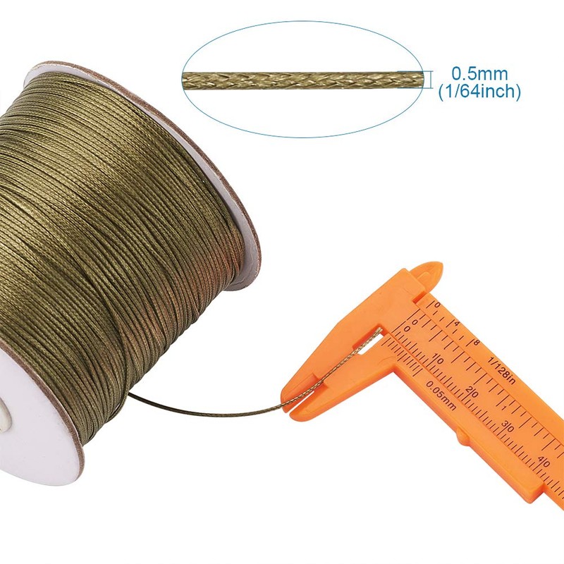 Cheriswelry 0.5mm Dark Khaki Polyester Cord with Spool for Jewellery