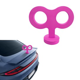 DXNQ Car Wind Up Key Sticker, 3D Waterproof Clockwork Wind Up Key, Stylish Sticker Wind Up Rolling Key for Car Back and Roof Decoration, Universal Car Exterior Decorative Accessories (Rose Red)