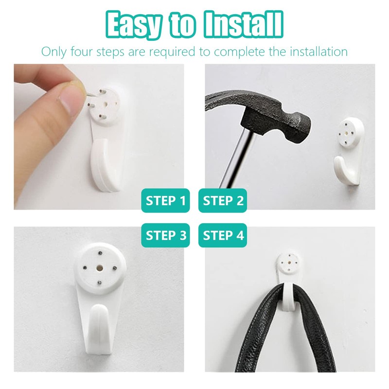 Auvotuis 20Pcs Non-Trace Wall Picture Hooks, Invisible Plastic Traceless Nail