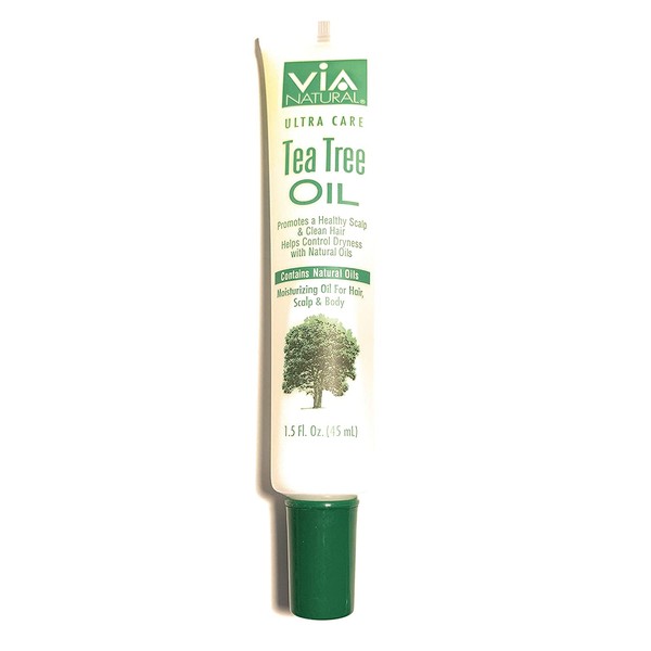 VIA Natural Ultra Care Tea Tree Oil Concentrated Natural Oil 1.5oz - Promotes A Healthy Scalp & Clean Hair. Natural Antibacterial Oil, Helps Control Dryness and Dandruff by Via Natural